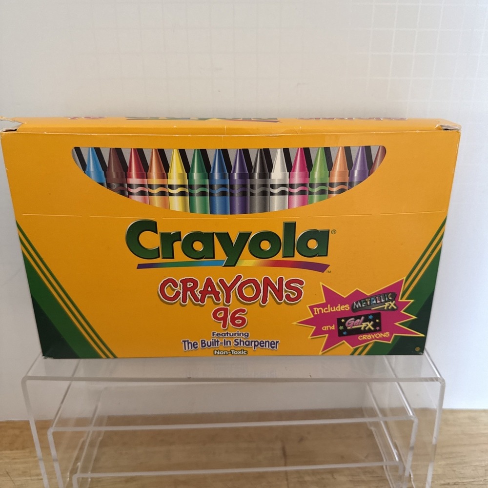 1991 Crayola Crayons 96 Count Big Box With Metallic Gel FX NEW